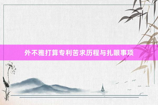 外不雅打算专利苦求历程与扎眼事项