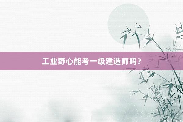 工业野心能考一级建造师吗？