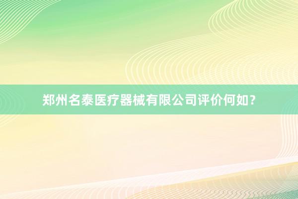 郑州名泰医疗器械有限公司评价何如？